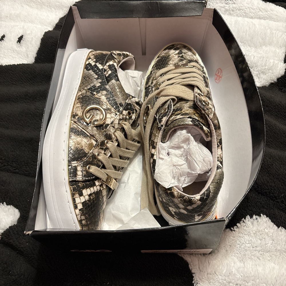 G by Guess Snake Print Sneakers - Black, Brown, White